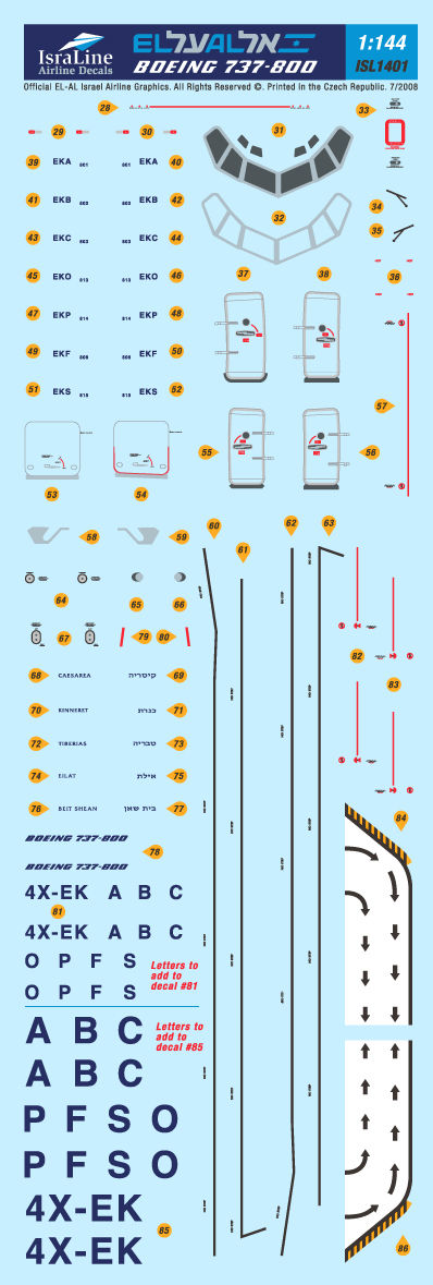 El-Al Boeing 737-800 1:144 decals 2