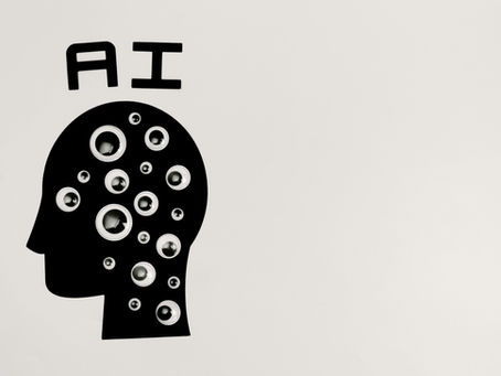 The silhouette of a person with a bunch of googly eyes and the letters AI. From Tara Winstead on Pexels.