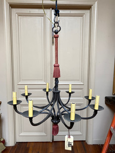 Antique Spanish wrought iron and rope 8 arm chandelier