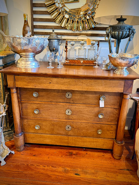 Antique French Provincial Empire Style Mid-19th Century Walnut Commode