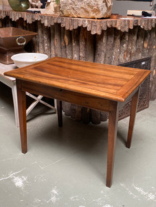 Antique French 19th century Louis Philippe fruitwood side table with tapered leg and drawer