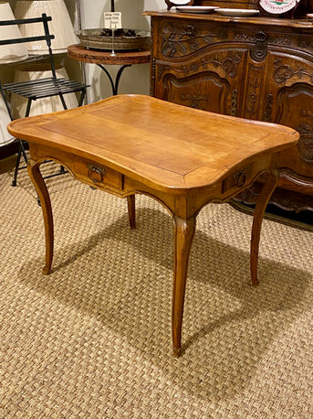Antique French Provincial early 19th century Louis XV style cherry game table with two drawers