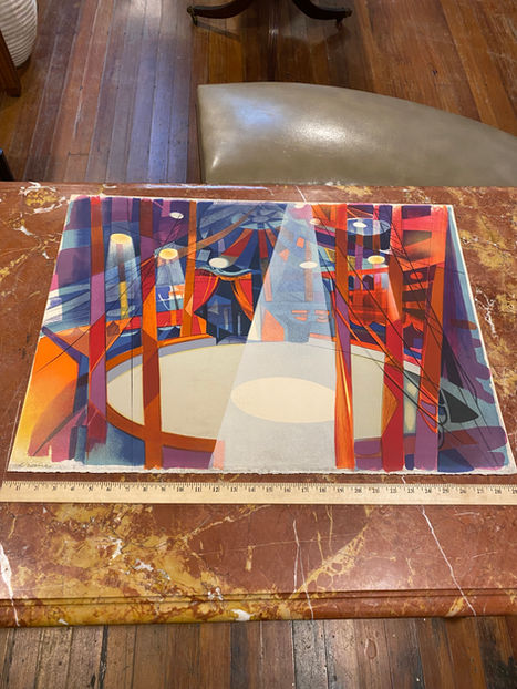 Vintage French numbered and signed lithograph "La Piste de Cirque" by Camille Hilaire circa 1974