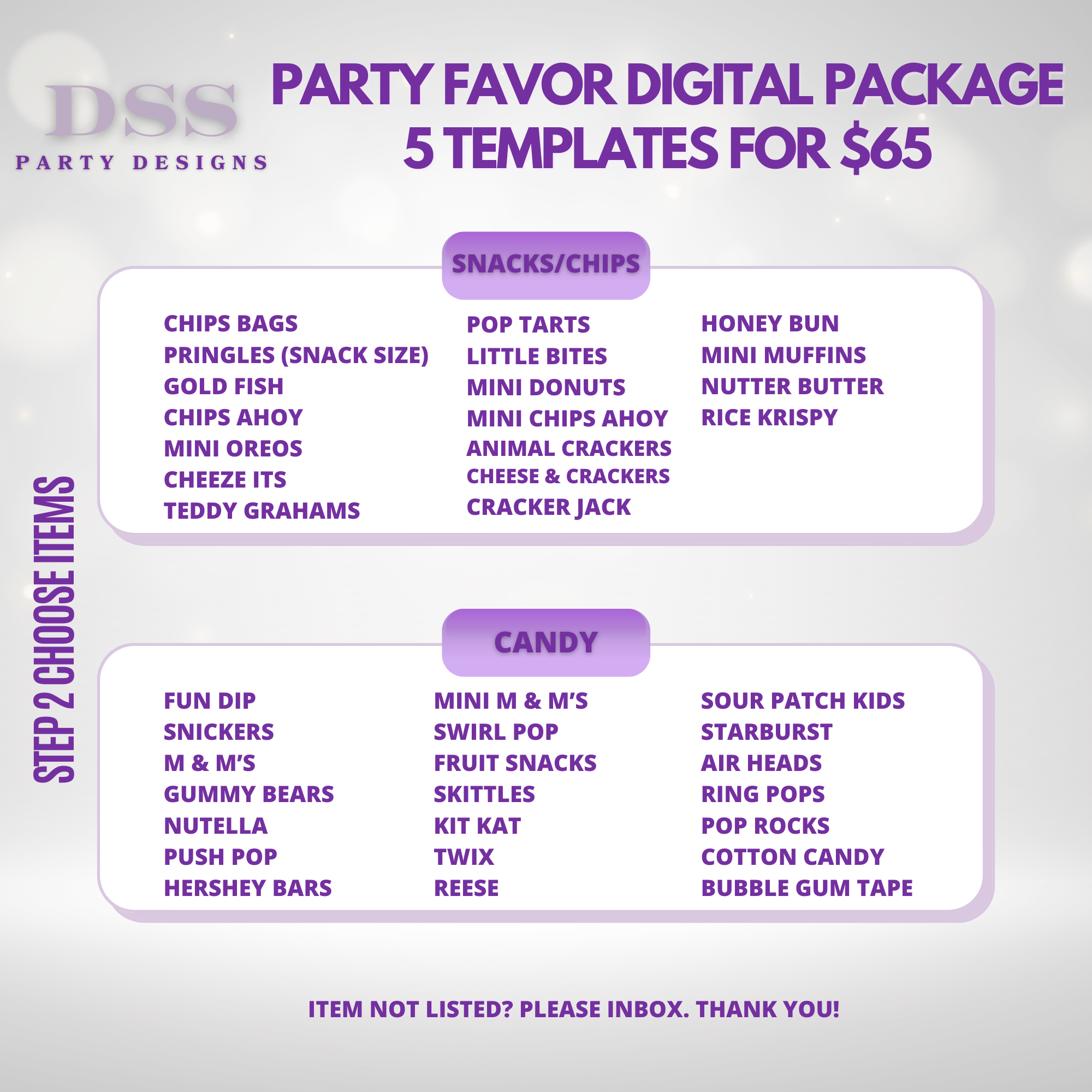Custom digital Party Package