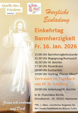 Einkehrtag zur Göttlichen Barmherzigkeit - Freitag 16.01.26