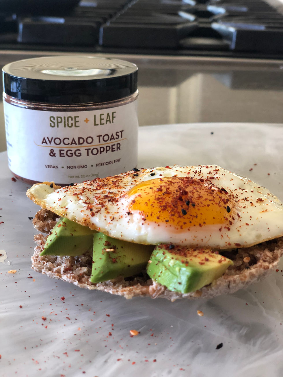 Thumbnail: Image of Avocado Toast & Egg Topper Jar with Egg Sunny-Side Up, Avocado seasoning blend and veggies.