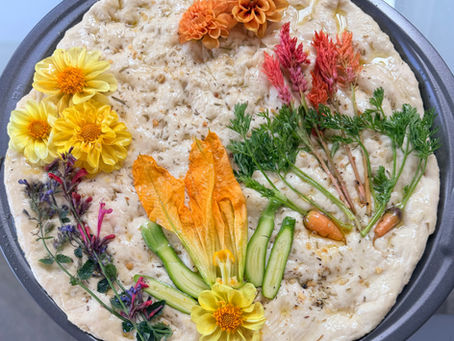 Easy Focaccia Bread with Edible Flowers