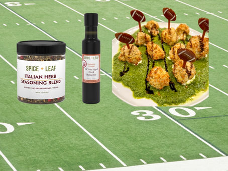 Baked Italian Herb Parmesan Cauliflower Poppers with Pesto and 18-Year Aged Dark Balsamic for the Win!