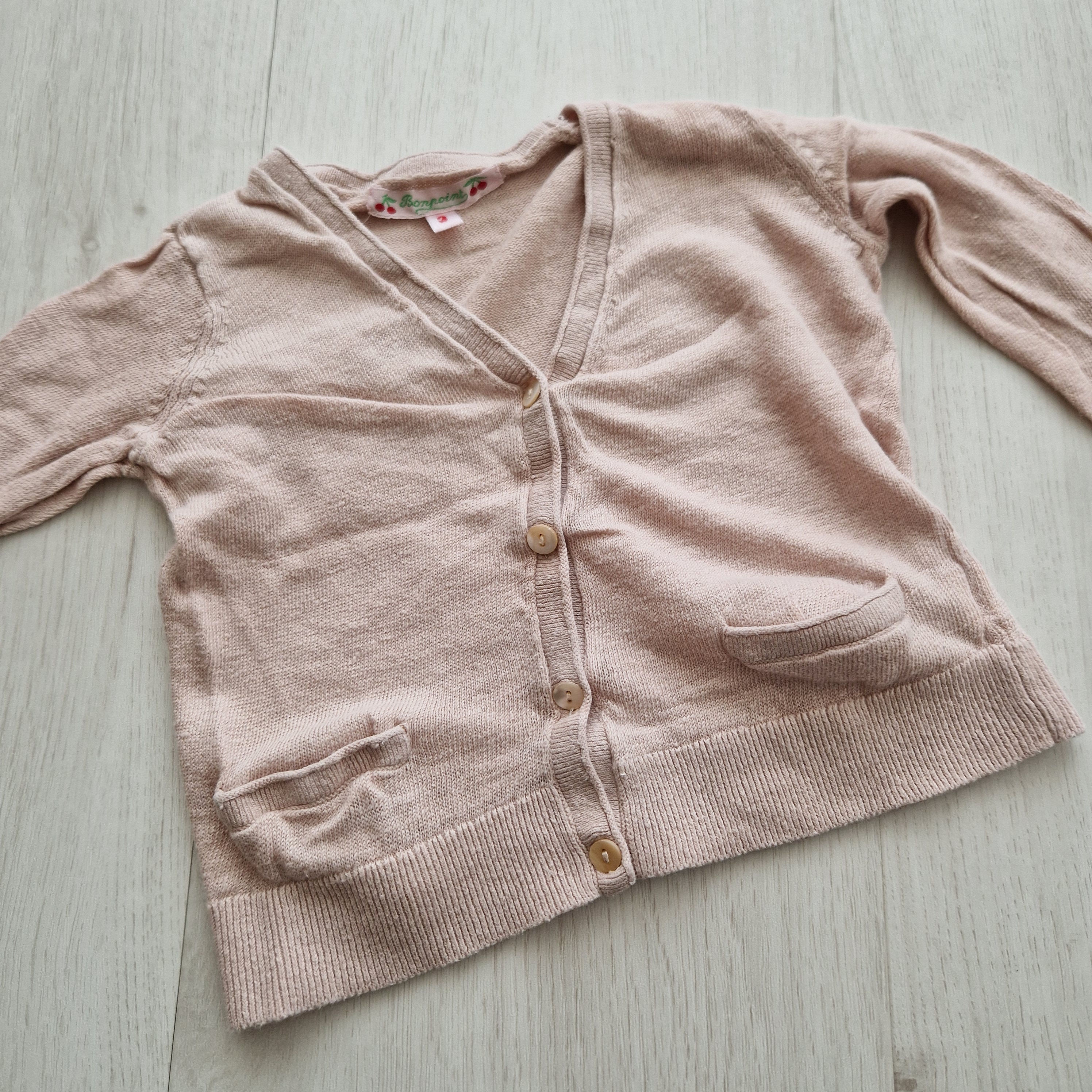 A VENDRE - V000930 - Gilet très fin pour l'été vieux rose 3 ans Bonpoint