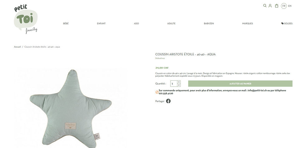 Miniature : A VENDRE - V001509 - Coussin Aristote White neuf Nobodinoz valeur 24 CHF