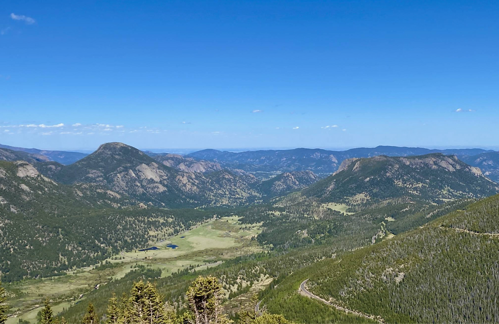 A view from Rainbow Curve Overlook on Trail Ridge Road, RMNP. This overlook is often open, even in the winter months.