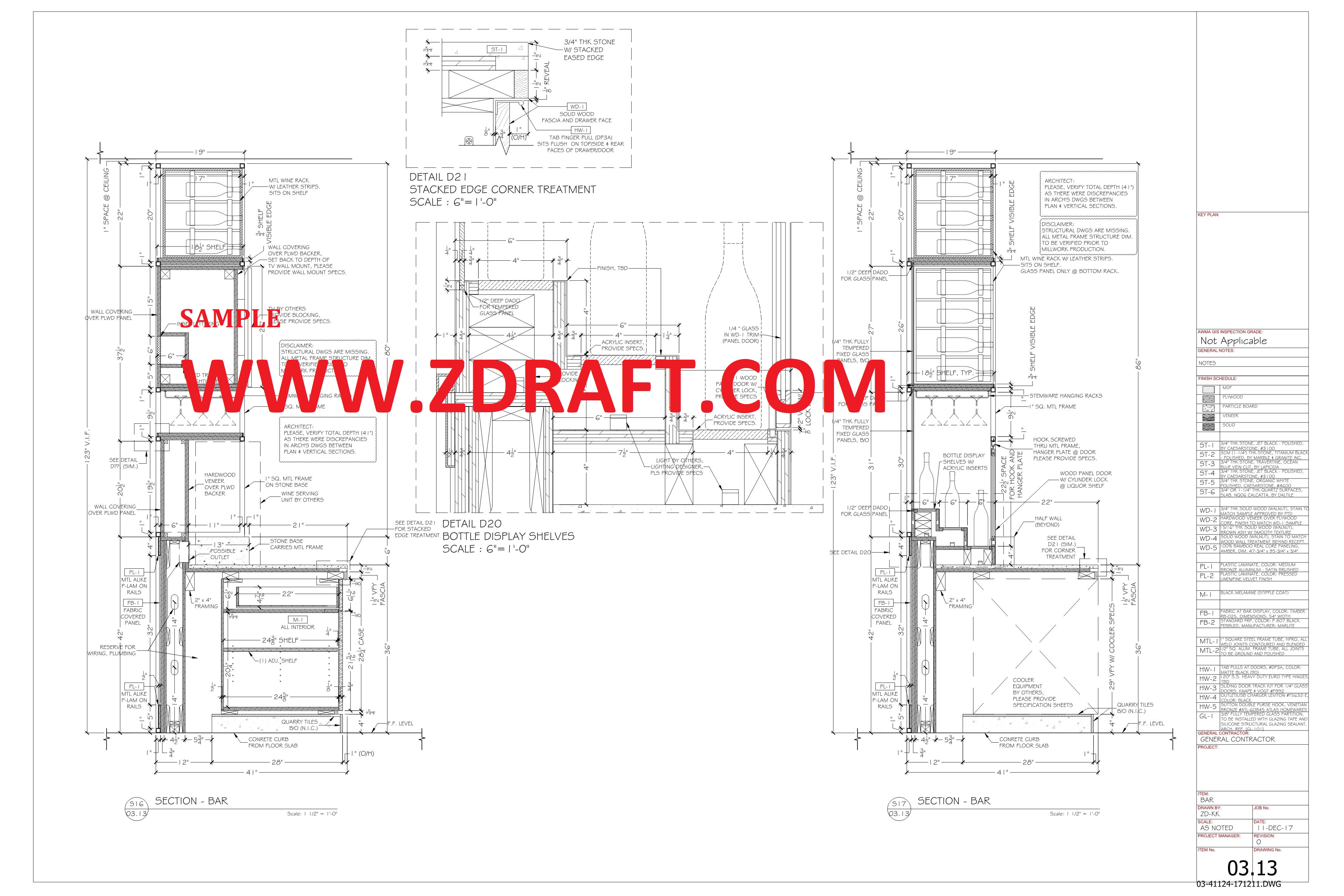 professional millwork drafting samples