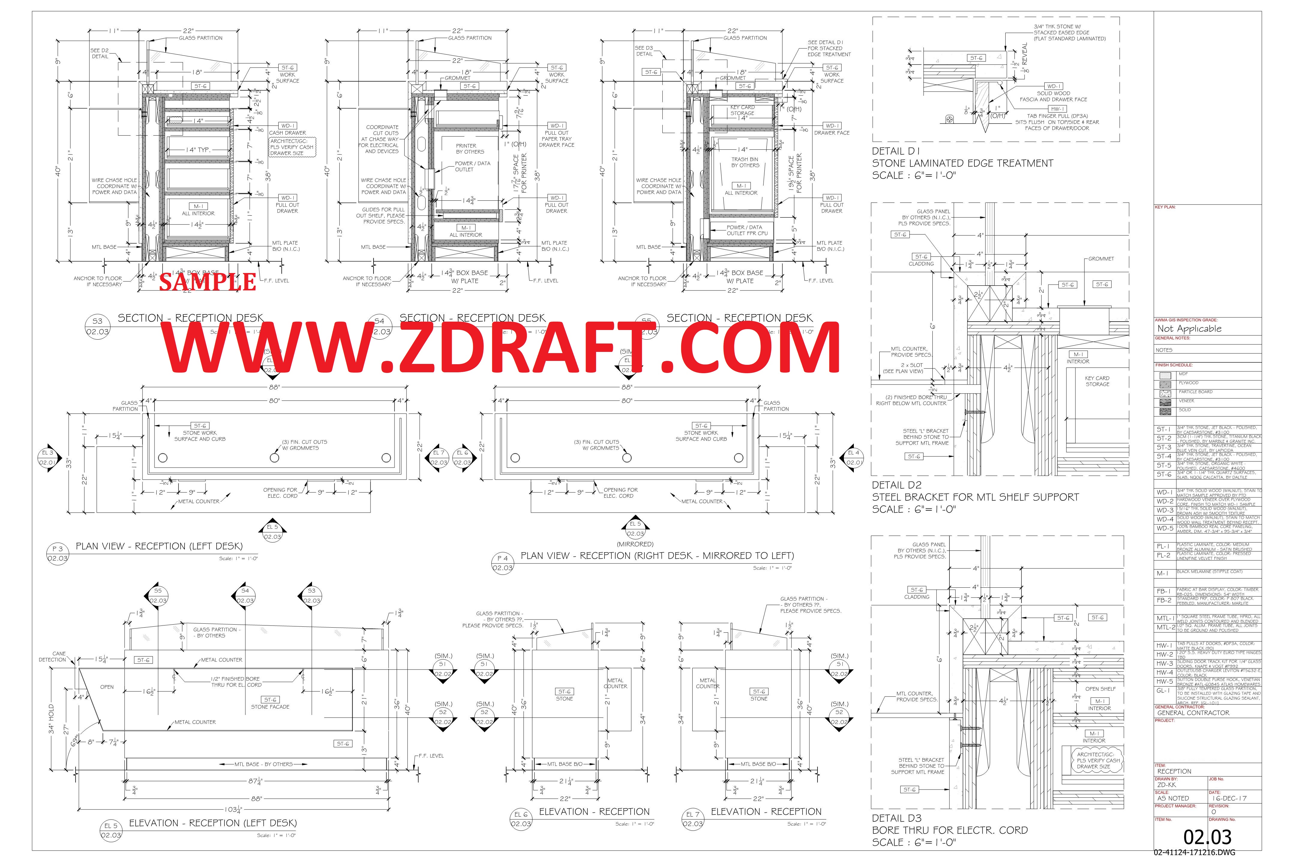 professional millwork drafting samples