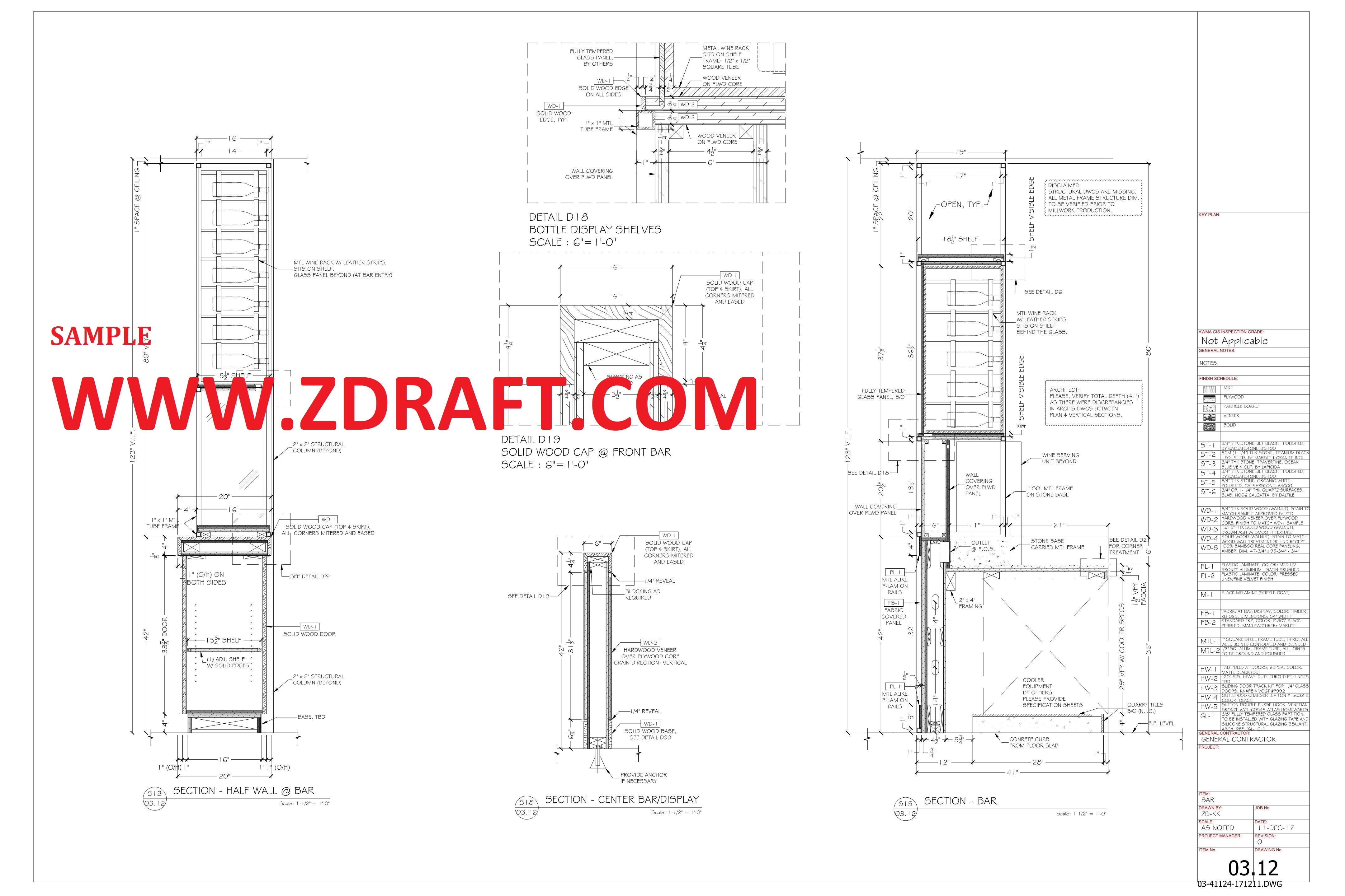 professional millwork drafting samples