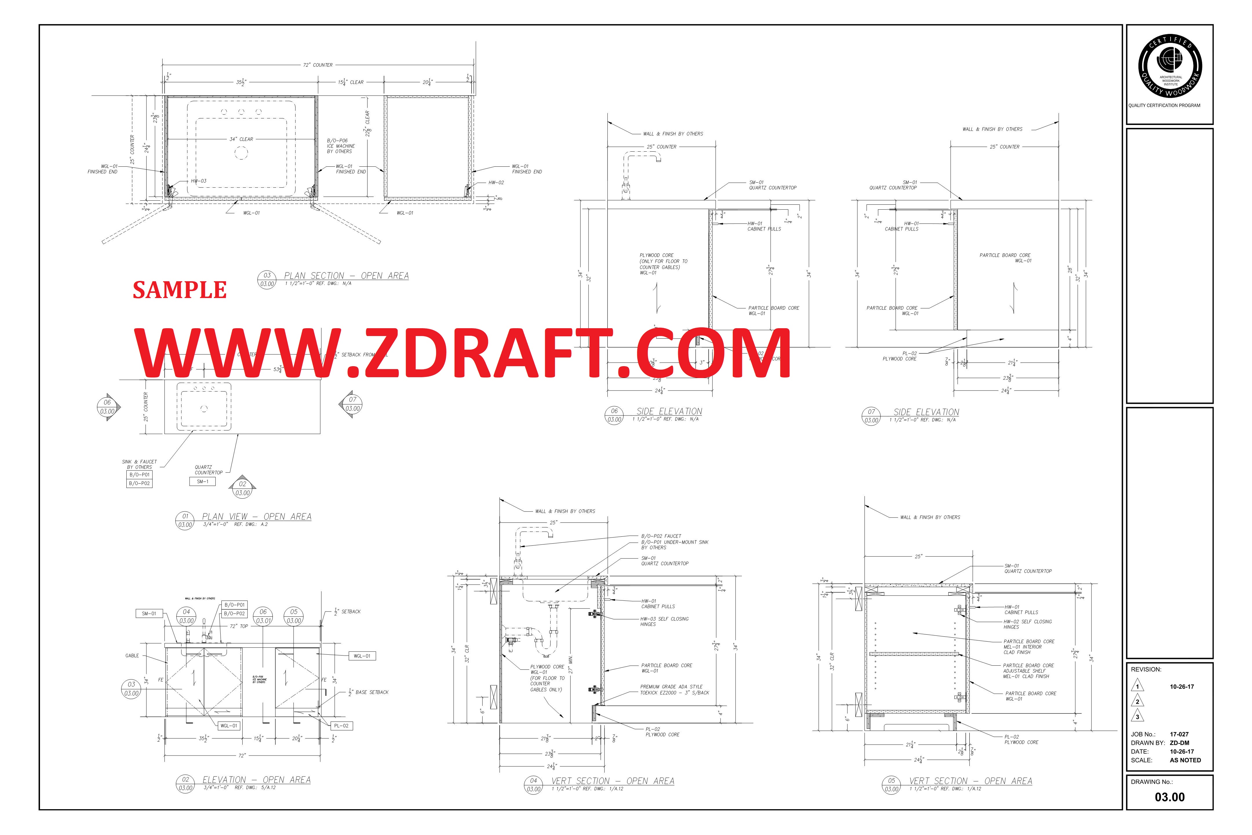 professional millwork drafting samples