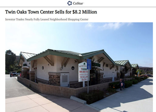 Costar Press Release! Twin Oaks Town Center Sells for $8.2 Million 