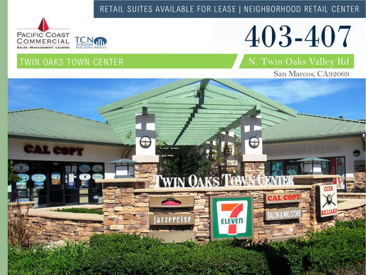 Retail Space for Lease at Twin Oaks Town Center Neighborhood Retail Center