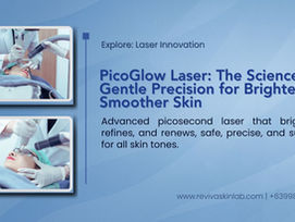Aesthetician performing a PicoGlow Laser facial procedure on a client using a medical-grade laser device in a clinic setting, representing Reviva Skin Lab’s safe and precise laser treatments for all skin tones.
