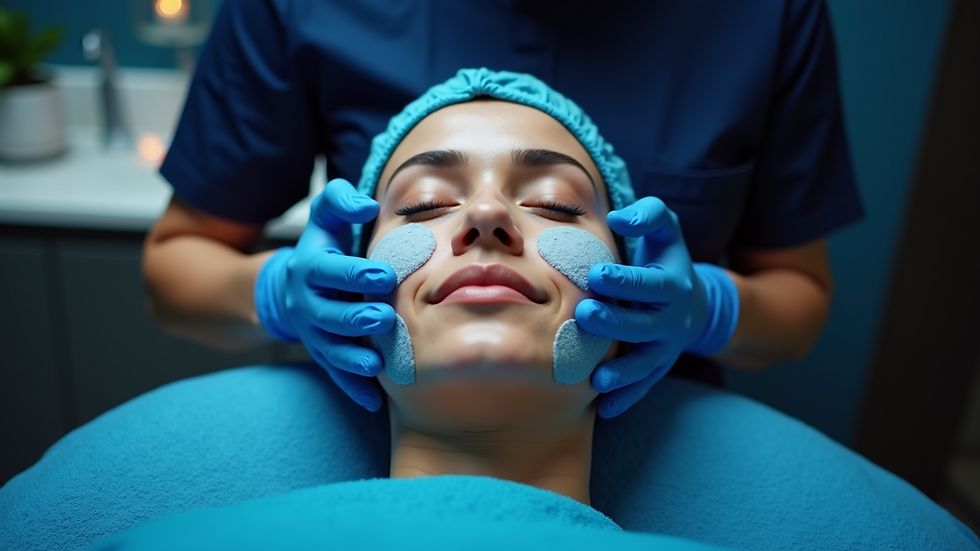 Eye-level view of a skincare professional performing diamond facial treatment