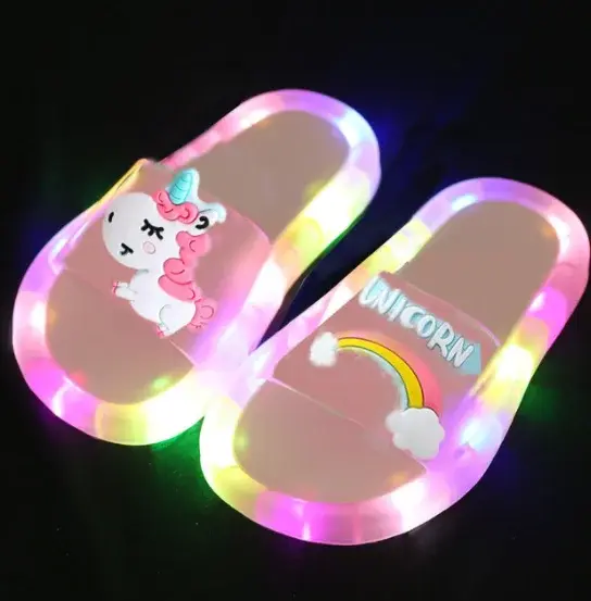 Thumbnail: Children‘s Boys Girls Slippers Cartoon Unicorn Animals Prints Shoes Lighted Fa