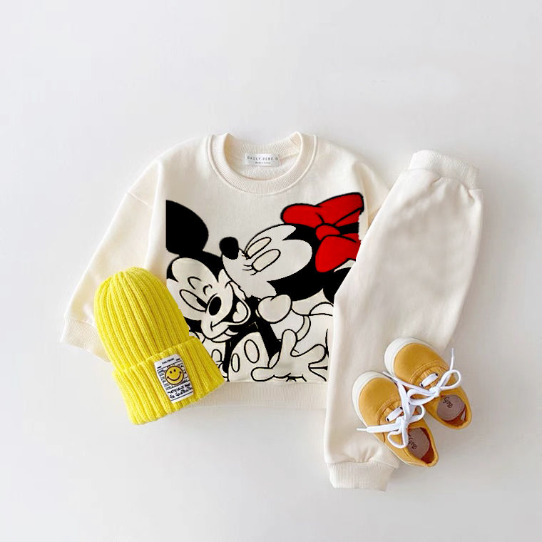 Thumbnail: Mickey Mouse Printed Sweatshirts Sets Child New Style O-neck Hoodies +Trousers B
