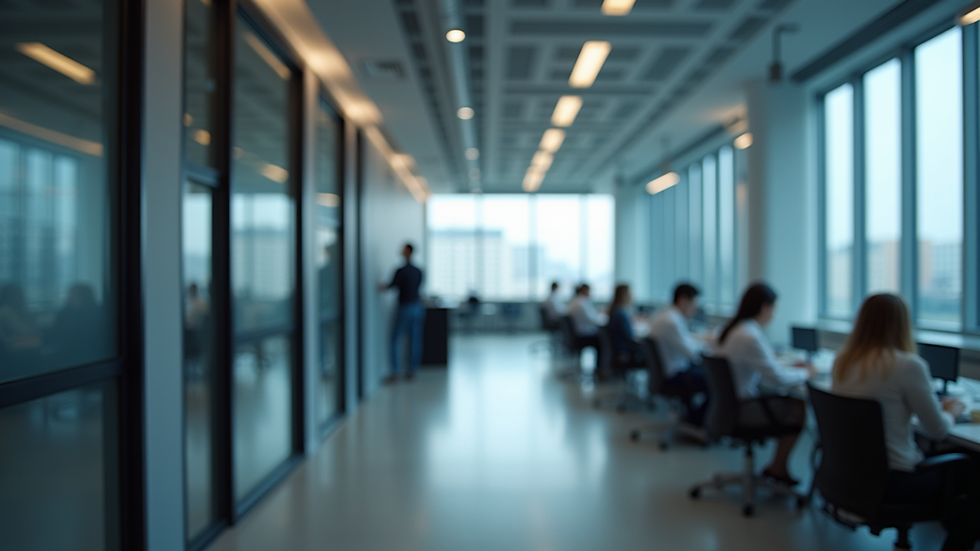 High angle view of an office with AI technology in recruitment