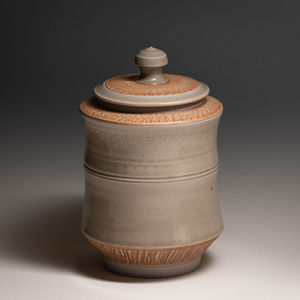Tall Lidded Jar in Green Celadon