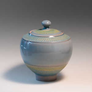 Lidded Jar in Blue Celadon