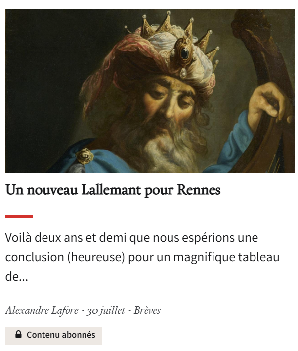 La Tribune de l'Art - "Un nouveau Lallemant pour Rennes"
