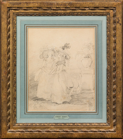 Hubert ROBERT
Paris, 1733 - Paris 1808
"Deux femmes sur une terrasse"
Crayon
23 X 27 cm