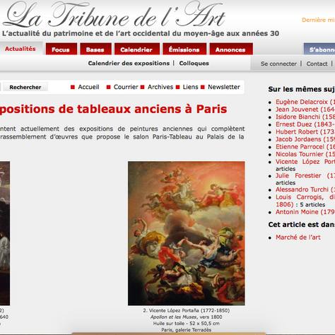 PRESSE // La Tribune de l'Art - Plusieurs expositions de tableaux anciens à Paris