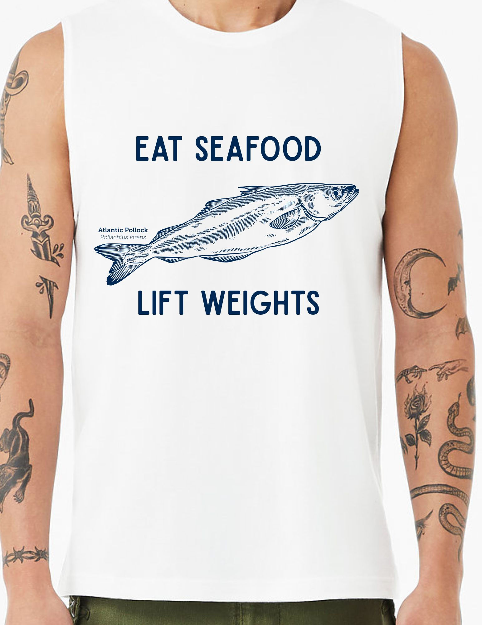Eat Seafood, Lift Weights Muscle Tank