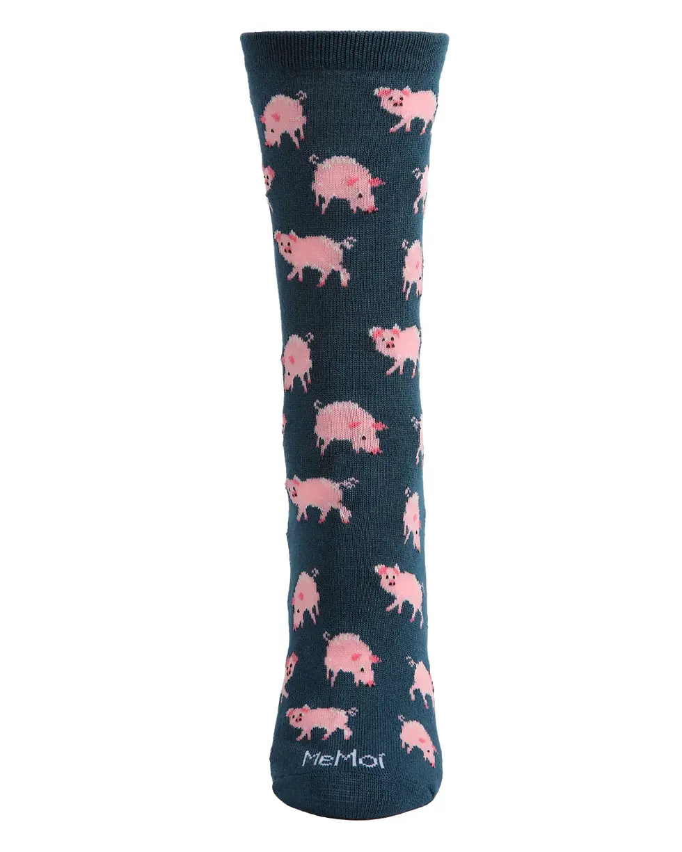 Thumbnail: Pretty Pigs Bamboo Blend Crew Socks for Women by Me Moi