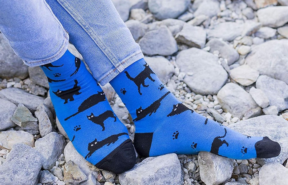 Thumbnail: Black Cat Crew Socks for Men by Socks N Socks