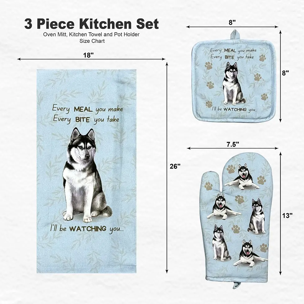 Thumbnail: Husky 3pc Oven Mitt Set by E&S Pets