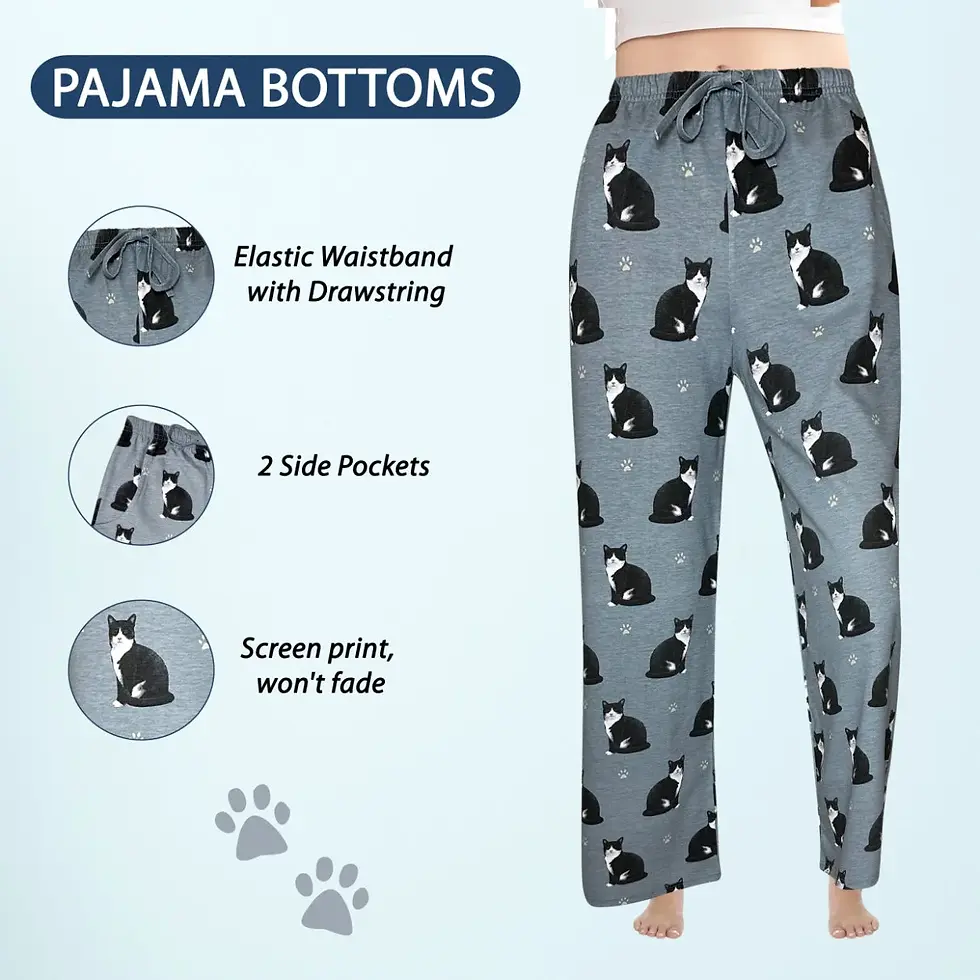 Black & White Cat Comfies Pajama Pants by E&S Pets
