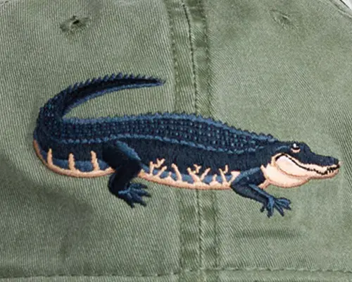 Closeup of Alligator Hat by Eco Wear