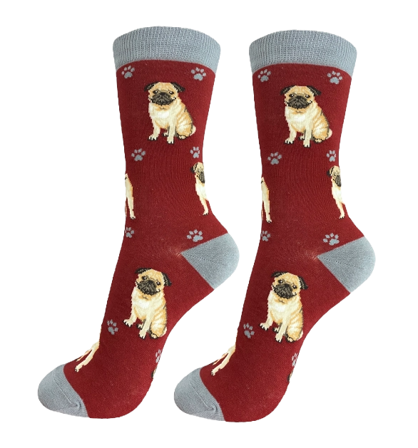 Tan Pug Socks by E&S Pets