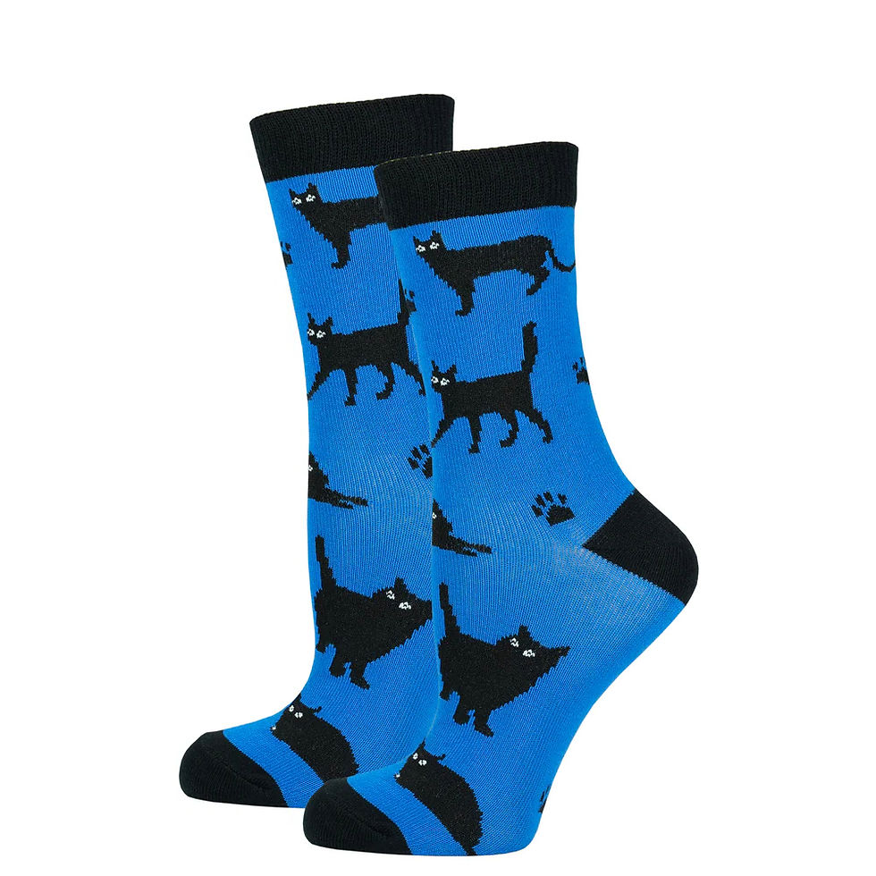 Black Cat Crew Socks for Women by Socks N Socks