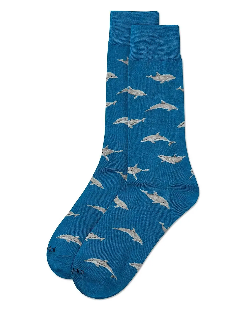 Thumbnail: Dolphins Bamboo Blend Crew Socks for Men by Me Moi