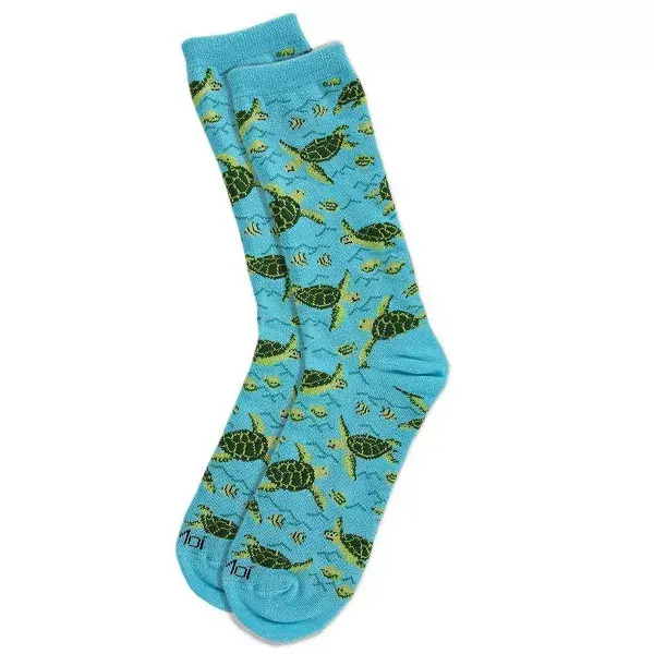 Thumbnail: Sea Turtle Time Bamboo Blend Crew Socks for Women by Me Moi