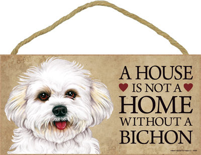 Bichon Frise "Home" Wood Sign