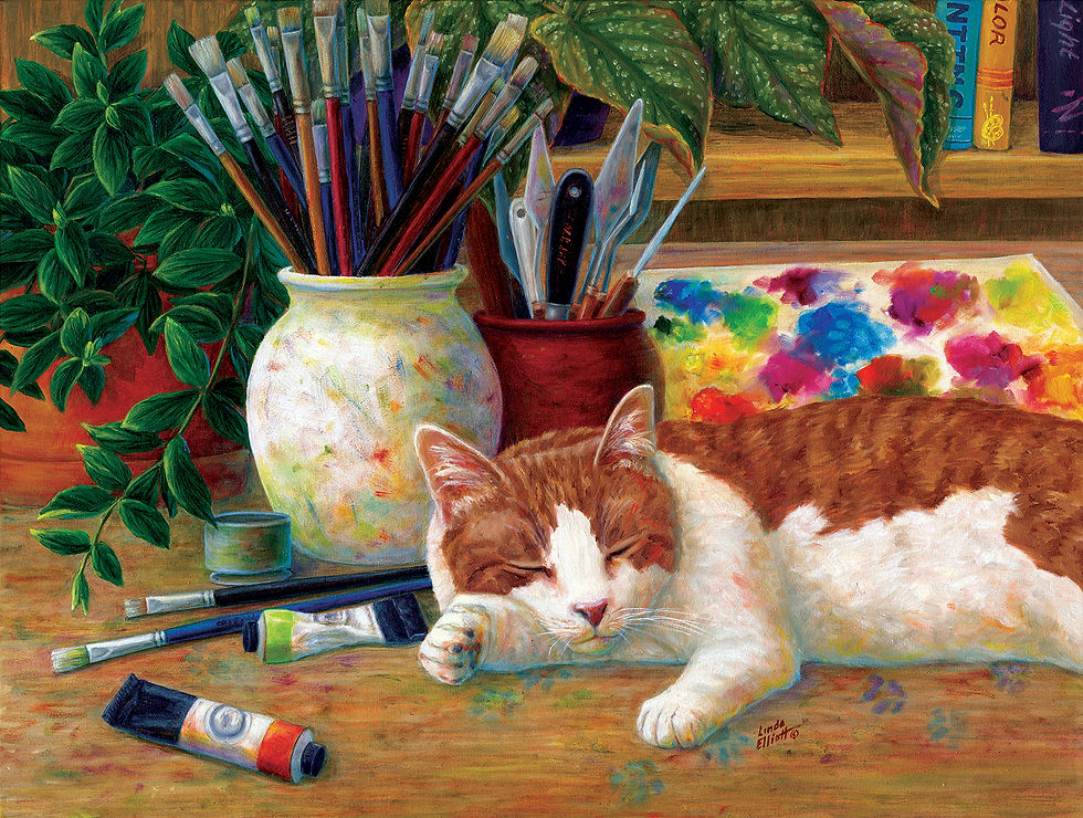 500 Piece "Painter's Helper" Cat Jigsaw Puzzle by SunsOut