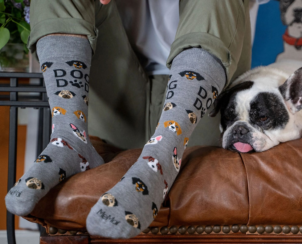 Thumbnail: Dog Dad Bamboo Blend Crew Socks for Men by Me Moi
