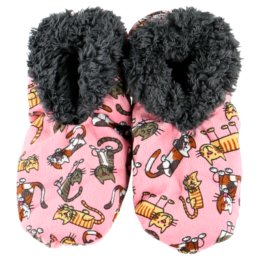 "Pink Cat Nap" Fuzzy Feet Slippers by Lazy One
