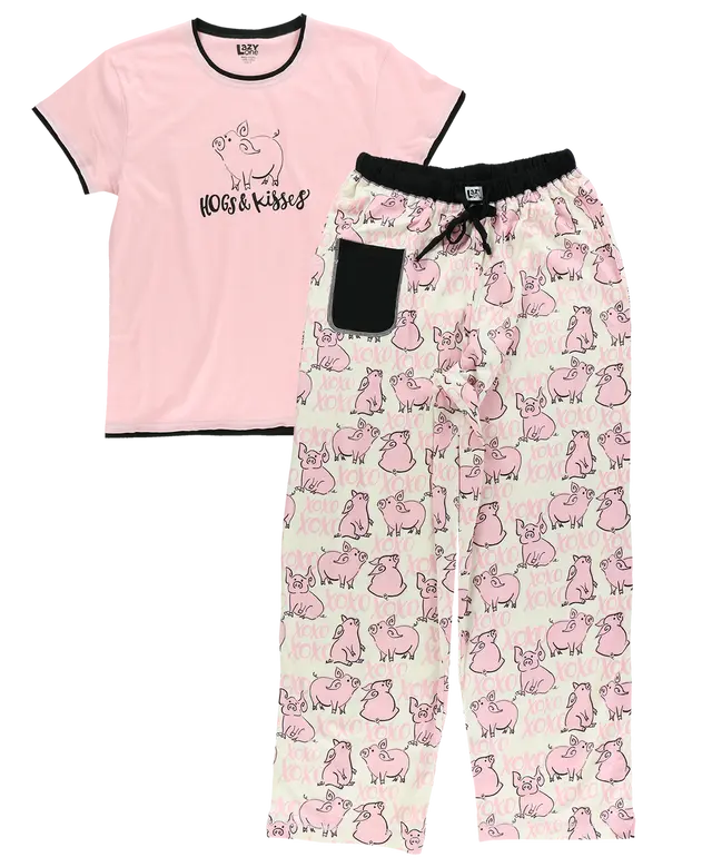 Thumbnail: "Hogs & Kisses" Pig Pajama Set by Lazy One
