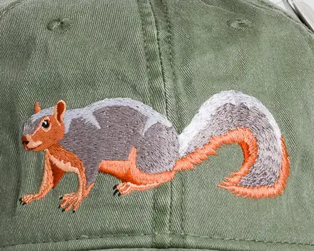 closeup of Squirrel Hat by Eco Wear