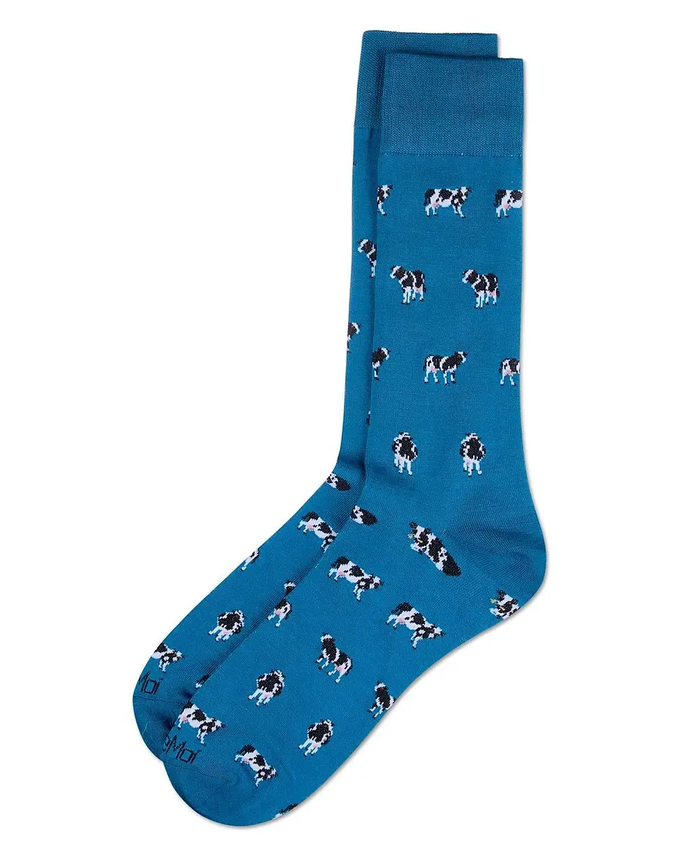 Thumbnail: Cows Bamboo Blend Crew Socks for Men by Me Moi
