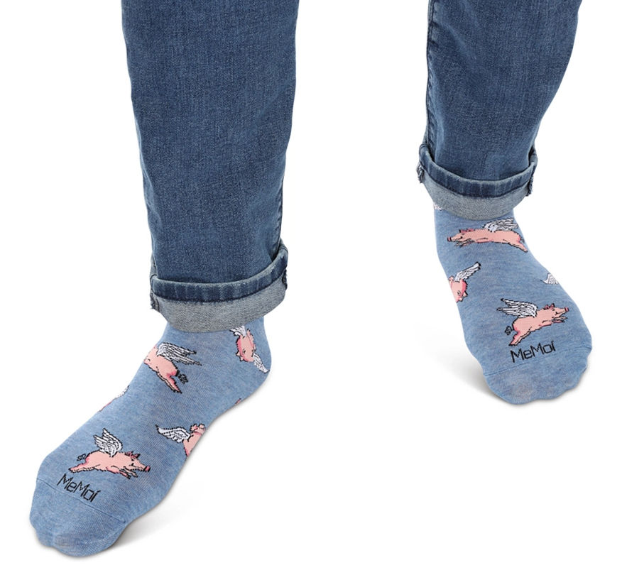 Thumbnail: Flying Pig Bamboo Blend Crew Socks for Men by Me Moi