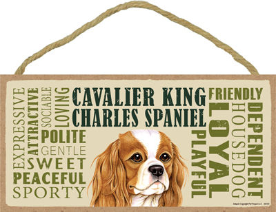 Thumbnail: King Charles Cavalier Dog Breed Decorative "Loyal" Wood Signs